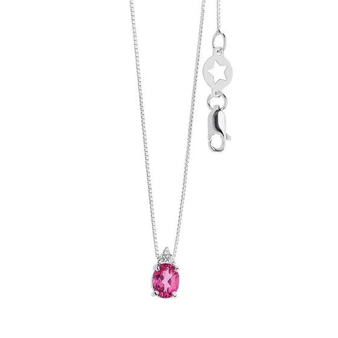 Girocollo in Oro Diamanti e Topazio Rosa ovale - Shine gioielli