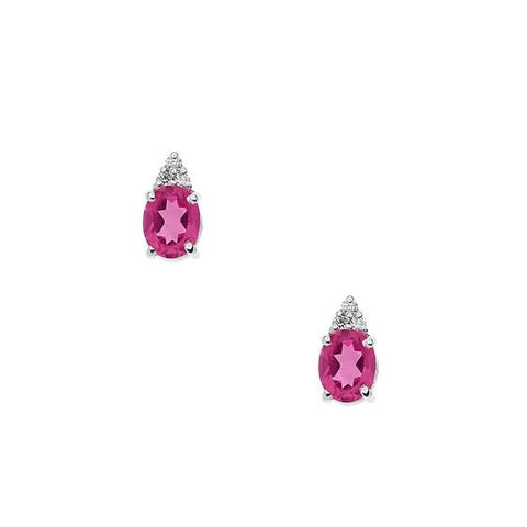 Orecchini in Oro Diamanti e Topazi Rosa ovali - Shine gioielli